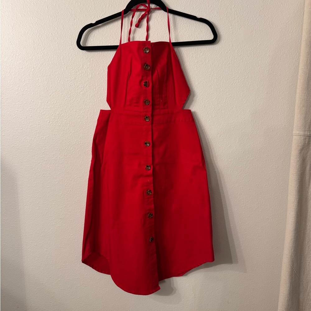 Forever 21 Red Halter Sundress Backless